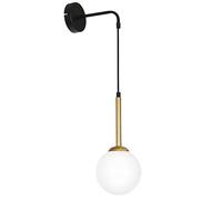 Homemania Lampe Murale, métal, Verre, Noir, Or, Blanc