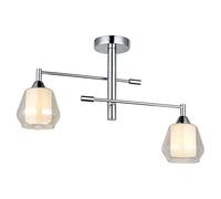 Homemania Lampe Murale Shelfie - Plafonnier - du Mur - Chrome en Métal, Verre, 28 X 64 X 44cm, 2 X E27, Max 40W