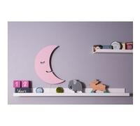 HOMEMANIA Lampe Murale Smiling Moon - Luna, Applique - pour enfants - pour chambre - Rose en MDF, 25 x 3 x 40 cm, 1 x LED Strip, Max 14,4 W, 600LM Rose G
