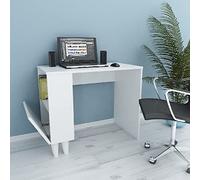 Homemania Paris Bureau avec des Étagères - du Salon, de la Chambre à Coucher, du Bureau, de l'étude -Blanc en Bois, 90 X 50 X 75cm