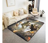 Homemissing Angeln ReißVerschluss Tapis de Salon 100x150cm | KöNigin Angeln Chasse Tapis Salon S FüR Kinder Jungen MäDchen Meer Angeln Lavable Facile d'entretien