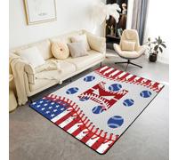 Homemissing Base-Ball Tapis 100x150cm | Lettre K Tapis moderne Base-Ball Stitch Bord Tapis pour salon Tapis de cuisine Doux et lavable