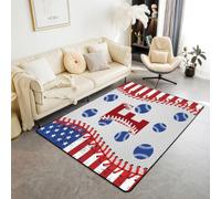 Homemissing Base-Ball Tapis 150x200cm | Lettre F Tapis extérieur Base-Ball Stitch Bord Tapis pour salon Résistant aux intempéries Pour terrasse balcon cuisine