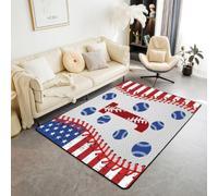 Homemissing Base-Ball Tapis de Salon 100x150cm | Lettre J Tapis Salon Base-Ball Stitch Bord Lavable Facile d'entretien Cuisine Balcon Extérieur
