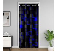 Homemissing Bleu Et Noir Rideaux Interieur Salon Chambre Lumière Géométrique Rideau de Porte 106x203cm Fille Géométrie Decor Rideau Occultant Rideaux Moderne Style Rideaux Exterieur d'entrée