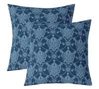 Homemissing Bleu Vintage Damas Fleurs Lot De 2 Housse de Coussin Antique Peinture Classique Paisley Taie d'oreiller 40x40cm Gothique Bohème Boho Fleurs Style d'hôtel Taie Oreiller