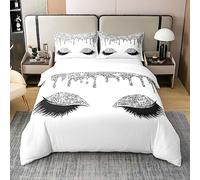 Homemissing Cils Parure de lit 100% Coton Luxury Bling Housse de Couette 200x200cm Girly priness Style Blanc Respirant (sans Paillettes ni Paillettes) Literie fée Fantastique Ensemble de Literie