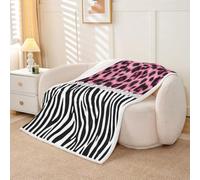 Homemissing Couverture 150x200cm Glam Gépard Zebra | Couverture Polaire Flanelle Microfibre Crystal Border Imprimer Plaid Jeté de Canapé Personnalisé pour Canapé ou Lit