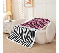 Homemissing Couverture 220x240cm Glam Léopard Zebra | Plaid Jeté de Canapé Crystal Divider Imprimer Personnalisé Couverture Polaire Flanelle Microfibre Doux