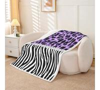 Homemissing Couverture 75x100cm Glam Gépard Zebra | Plaid Couverture Polaire Crystal Border Imprimer Jeté de Canapé Plaid Jete de Canape Doux Léger Flanelle Microfibre