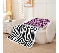 Homemissing Couverture 75x100cm Glam Léopard Zebra | Plaid Jeté de Canapé Crystal Divider Imprimer Personnalisé Couverture Polaire Flanelle Microfibre Doux
