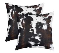 Homemissing Cuir Vache Taie d'oreiller 60x60cm Lot De 2 Ferme Cuir Vache Housse de Coussin pour Le Salon Chambre à Canapéer Housse Coussin Village Wild Animaux Taie Oreiller pour Canapé