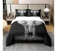 Homemissing Elephant Coton Housse de Couette 140x200cm, 3D Impression Elephant Literie Set, Zoo Wild Animaux Imprimer Decor Parure de lit pour Femme Ultra Soft Coton Ensemble de Literie