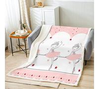 Homemissing Ensemble Couverture Ballet Girl Rose Blanc Mignon Danseuse 100x130cm SherpaCouverture thème Ballet avec Fermeture éclair, Couverture en Flanelle en Microfibre Douce pour Enfants Femmes