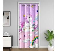 Homemissing Fille Licorne Motif Rideau de Porte 86x203cm Rose Animaux de rêve Rideau Occultant Rideaux Enfants Chambre Licorne Arc-en-Ciel imprimé Rideaux Interieur Salon Chambre