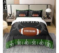 Homemissing Football 100% Coton Housse de Couette 220x240cm Rugby sportsset Coton Housse de Couette Football Amateurs Set sportsgame Set Marron Vert Noir Set
