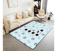 Homemissing FußBalle Tapis de Salon 100x150cm | Cadeau FüR FußBalle Liebhaber Tapis Salon Personalisiert Lettre L Lavable Facile d'entretien Cuisine Balcon Extérieur