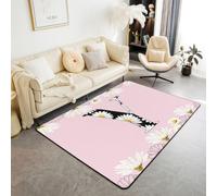 Homemissing GäNseblüMchen Tapis de Salon 150x200cm | Botanique Blumenmuster Gedruckt Tapis Salon Anfangsbuchstabe Lettre Y Tapis d'extérieur Doux Lavable