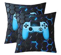 Homemissing Gamer Lot De 2 Taie d'oreiller 40x40cm Enfants Gaming Honeycomb Housse de Coussin pour garçons Filles Adolescents Gamepad Taie Oreiller Console de Jeu Respirante décor de Chambre