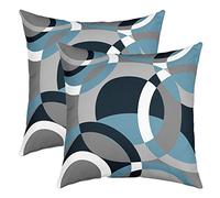 Homemissing Géométrique Décor Taie d'oreiller 60x60cm Soft Géométrie Place Lot De 2 Housse Coussin pour Canapé Chambre Le Salon Taie Oreiller Bleu Blanc Gris Housse de Coussin