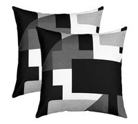 Homemissing Géométrique Lot De 2 Housses de Coussin pour Géométrie Taies d'oreiller 60x60cm Carré Circulaire Taie Oreiller Résumé Art Gris Blanc Noir Housse Coussin Série literie