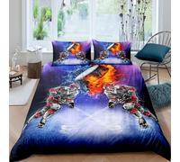 Homemissing Hockey sur Glace Housse de Couette 140x200cm Hockey sur Glace Sport thème Housse de Couette Enfants Adultes Garçons Mode Hiver athlétisme Jeu Parure de Lit 3D Ball Type Literie Set