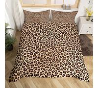 Homemissing Housse de Couette Imprimé Léopard Marron Noir Parure de Lit Imprimé Cheetah 140x200cm Afrique Animal Faune Ensembles de Housse de Couette Ultra Soft Decor Safari