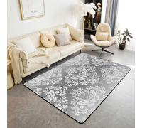 Homemissing Jacquard Tapis 100x150cm | Noir Damast Tapis pour salon Mort Falter Tapis extérieur Halloween Dekor Tapis de cuisine Weiß Und Gris Très doux poil court