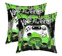 Homemissing Joueurs Housses de Coussin Lot De 2 Taie Oreiller Doux Gaming Taies d'oreiller 60x60cm Jeuxpad Décor Modern Jeux Console Controller Décorative Graffiti Illustré Housse Coussin