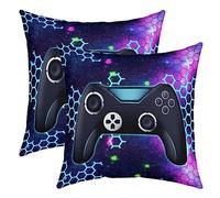 Homemissing Joueurs Taies d'oreiller 60x60cm pour Enfants Doux Gaming Décorative pour Canapé Cellulaire Décorative Galaxie Housses de Coussin Lot De 2 Taie Oreiller Géométrie Jeuxpad Housse Coussin