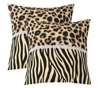 Homemissing Lot de 2 Housse de Coussin 40x40cm Glam Léopard Zebra | Housses de Coussin Crystal Divider Imprimer Taie d'oreiller Decoration Taie Oreiller pour Maison Chambre Salon Canapé