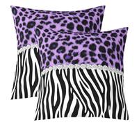 Homemissing Lot de 2 Housse de Coussin 45x45cm Glam Gépard Zebra | Taie d'oreiller Crystal Border Imprimer Decoration Housse Coussin Taie Oreiller pour Maison Salon Chambre