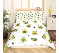 Homemissing Mignon Avocat Housse de Couette 140x200cm Enfants Dessin Animé Avocat Parure Housse de Couette Kawaii Beau Fruits Chambre Décoratif Parure de Lit