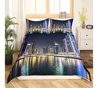 Homemissing New York City Sets de Housse de Couette American Housse de Couette 140x200cm Vue sur la Ville Parure de Lit avec 1 taie d'oreiller Doux Microfibre Zip Decor