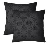 Homemissing Noir Damas Lot De 2 Housse de Coussin Enfants Vintage Fleurs Taie d'oreiller 55x55cm pour garçon Fille Antique Victorian Baroque Taie Oreiller Baroque Style Housse Coussin