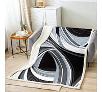 Homemissing Noir Et Blanc Metal Art Laine Couverture Enfants Retro Géométrie Peluche Couverture Retro Stripe Swirl Sherpa Ligne Stripe Vortex Art 150x200cm
