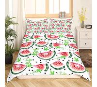 Homemissing Pastèque Housse de Couette Doux Fruits Tropicaux Ensembles de Housse de Couette Enfants Mignon Motif Pastèque Frais Parure de Lit 240x260cm pour Enfant Vacances D'été Style Chambre Décor
