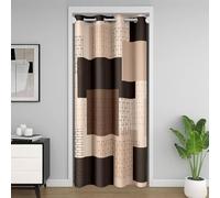 Homemissing Rideau de Porte 106x213cm Moderne Brun Khaki Géométrique | Rideau Occultant Patchwork Grid Imprimer Draperies Intérieurs Rideaux Résumé Décoration de Maison Chambre Cuisine 1 Panneaux