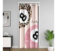 Homemissing Rideau de Porte 106x213cm Rose pâle Lucky 8 Boule | Rideau Occultant 1 Panneaux Léopard Imprimer Decoration de Porte Chambre Salon Lucky 8 Boule Gépard