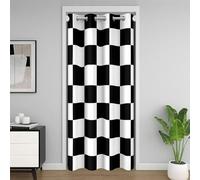 Homemissing Rideau de porte en damier pour enfants - 150 x 203 cm - Carré noir et blanc - Occultant de 30 % à 50 % - Occultant - Isolation thermique - Motif géométrique moderne