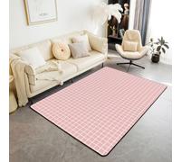 Homemissing Rose Tapis 100x150cm | Buffalo Carreau Tapis moderne Carreau Tapis pour salon Gitter Lavable facile d'entretien Uni Couleur Cuisine balcon extérieur