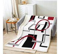 Homemissing Rouge Gris Noir Géométrique Plaid Laine Couverture 150x200cm Géométrie SherpaCouverture Lignes rayées PelucheCouverture Respirabilité Modern Art Chambre Fille Couverture