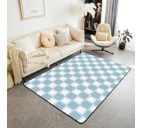 Homemissing Schachbrett Tapis 100x150cm | Uni Couleur Tapis pour salon Geometrie Tapis moderne À Carreaux Motif Antidérapant Bleu 9 Pour salon chambre