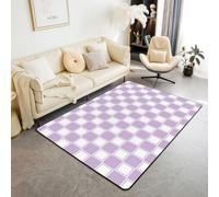 Homemissing Schachbrett Tapis 150x200cm | Uni Couleur Tapis pour salon Geometrie Tapis moderne À Carreaux Motif Antidérapant Violet 1 Pour salon chambre