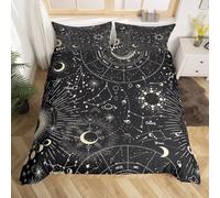 Homemissing Soleil et Lune Housse de Couette Boho Exotic Parure de Lit 240x260cm Galaxie Astrologie Sets de Housse de Couette Adolescents BedDécor de Chambre Chic Cute Le Luxe Zodiac Signs