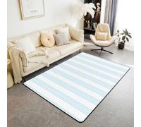 Homemissing Streifen Tapis de Salon 100x150cm | Uni Couleur Tapis Salon Vertical Streifen Tapis Chambre Exterieur Intérieur Geometrie Tapis d'extérieur Bleu 2 Doux Lavable