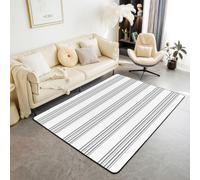 Homemissing Streifen Tapis de Salon 150x200cm | Uni Couleur Tapis Salon Horizontal Streifen Geometrie Lavable Facile d'entretien Gris 1 Cuisine Balcon Extérieur