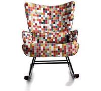 HomeMiYN Chaise suspendue, cadre en métal, socle en bois, motif de mosaïque multicolore