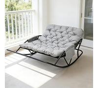 HomeMiYN Fauteuil à Bascule Extérieur avec Coussin pour Deux, Support de Pied, Rocking Chair Papasan pour Chambre, Salon, Terrasse, Jardin, Balcon, capacité de Charge 240 kg,Tissu technologique,Gris