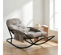 HomeMiYN Fauteuil à Bascule Extérieur, Rocking Chair Papasan avec Coussin et Cadre, Cadre en métal Soutien des Pas, pour Chambre, Salon, Terrasse, Jardin, Balcon, capacité de Charge 120 kg